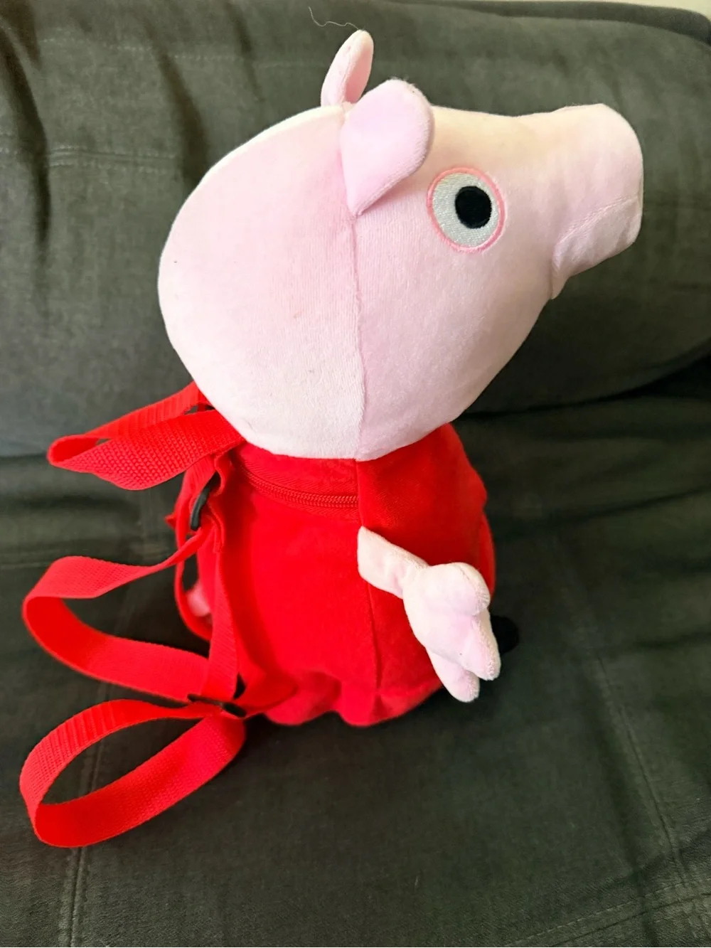 Peppa Pig Plush Item in Pink and Red with Blue Logo